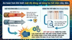 An toàn hơn khi biết mật độ dòng và bảng tra tiết diện dây dẫn.