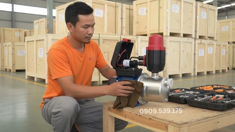 Bảo trì và vệ sinh định kỳ máy bơm tăng áp.