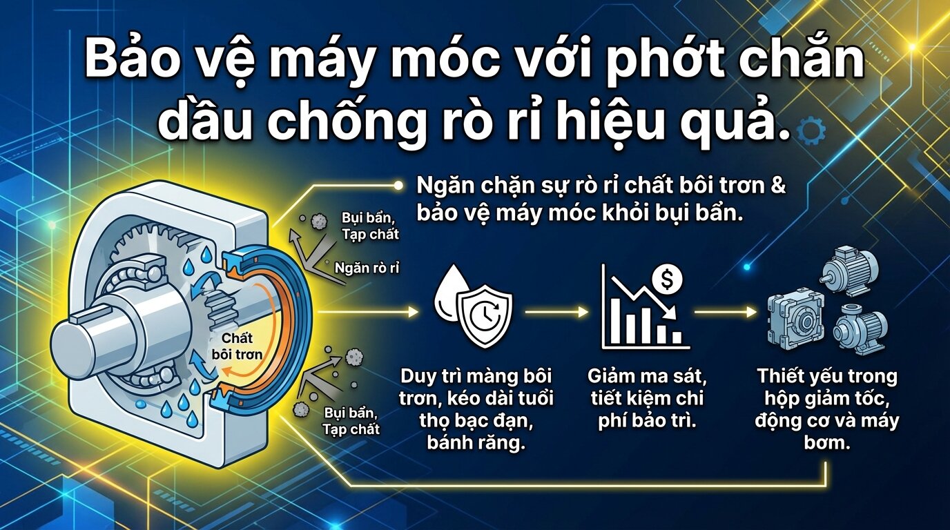 Bảo vệ máy móc với phớt chắn dầu chống rò rỉ hiệu quả.