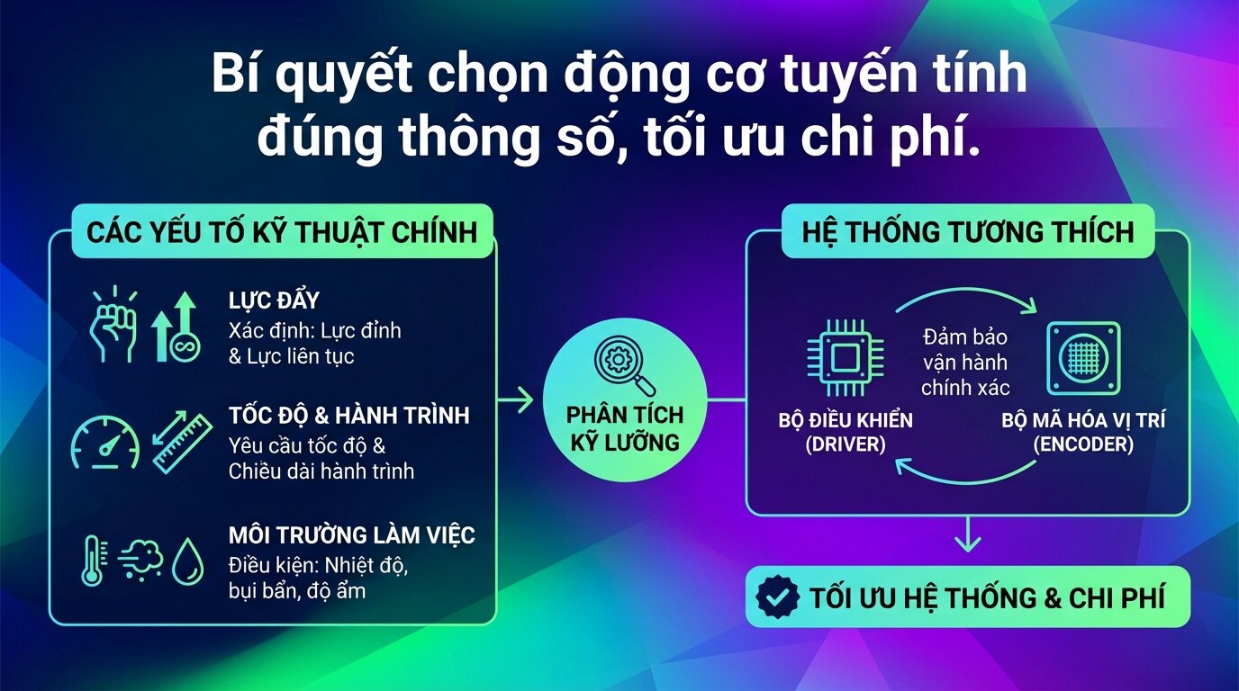 Bí quyết chọn động cơ tuyến tính đúng thông số, tối ưu chi phí.