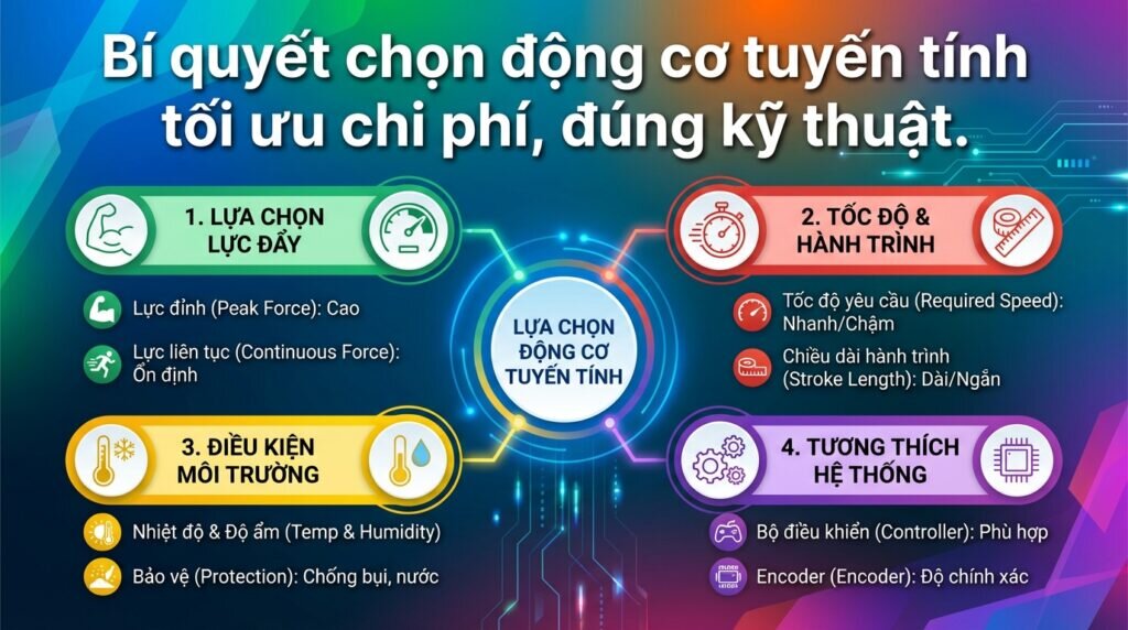 Bí quyết chọn động cơ tuyến tính tối ưu chi phí, đúng kỹ thuật.