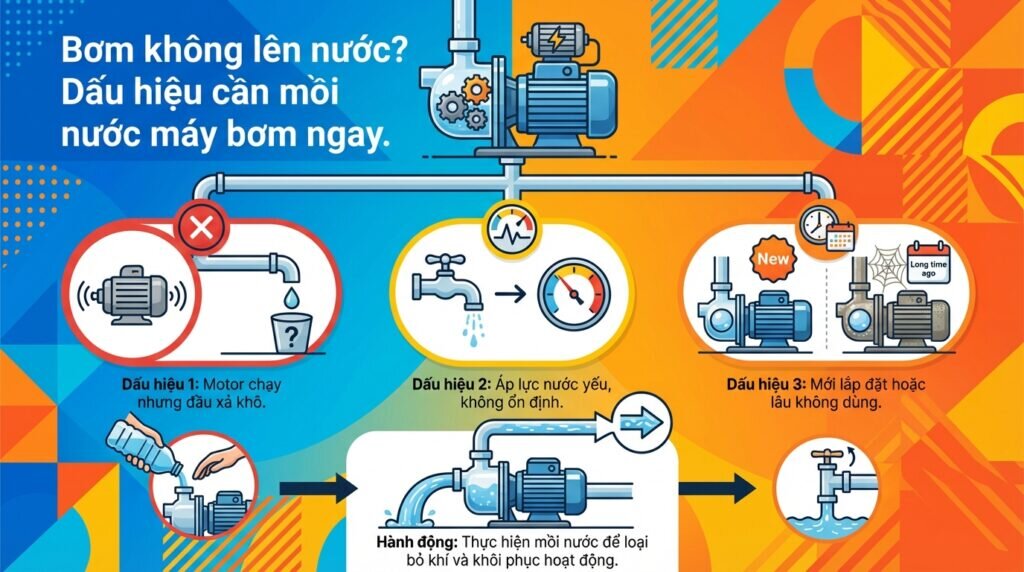 Bơm không lên nước? Dấu hiệu cần mồi nước máy bơm ngay.