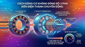 Cách động cơ không đồng bộ 3 pha biến điện thành chuyển động.