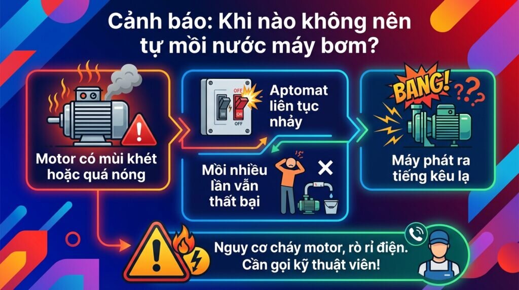 Cảnh báo: Khi nào không nên tự mồi nước máy bơm?
