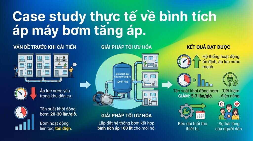 Case study thực tế về bình tích áp máy bơm tăng áp.