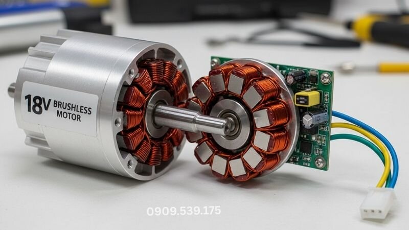 Cấu tạo động cơ không chổi than 18v.