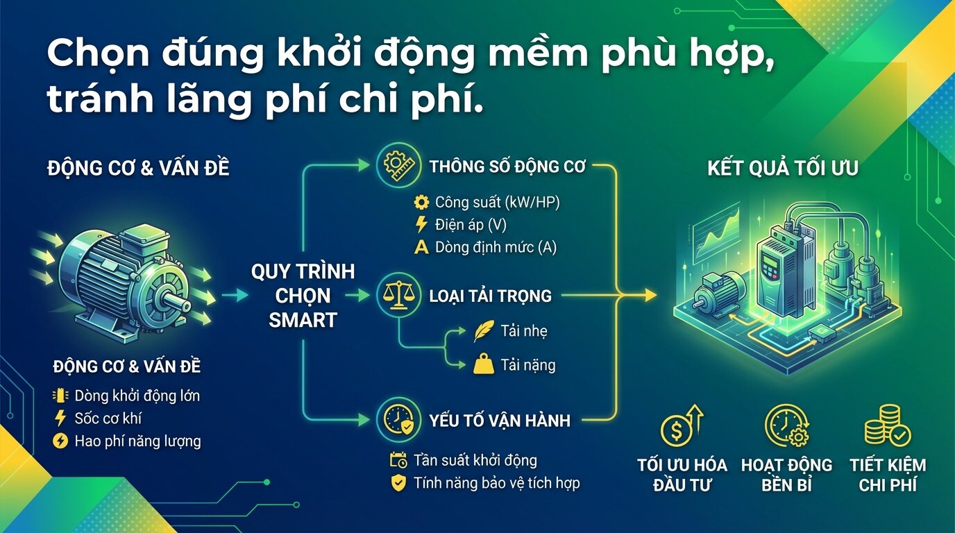 Chọn đúng khởi động mềm phù hợp, tránh lãng phí chi phí.