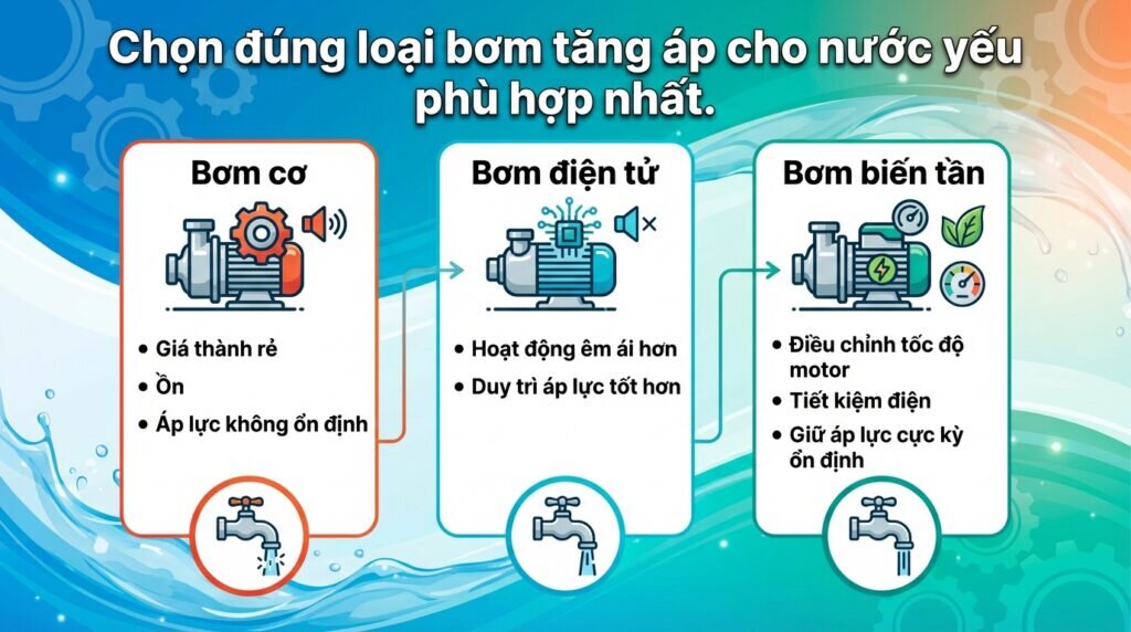 Chọn đúng loại bơm tăng áp cho nước yếu phù hợp nhất.