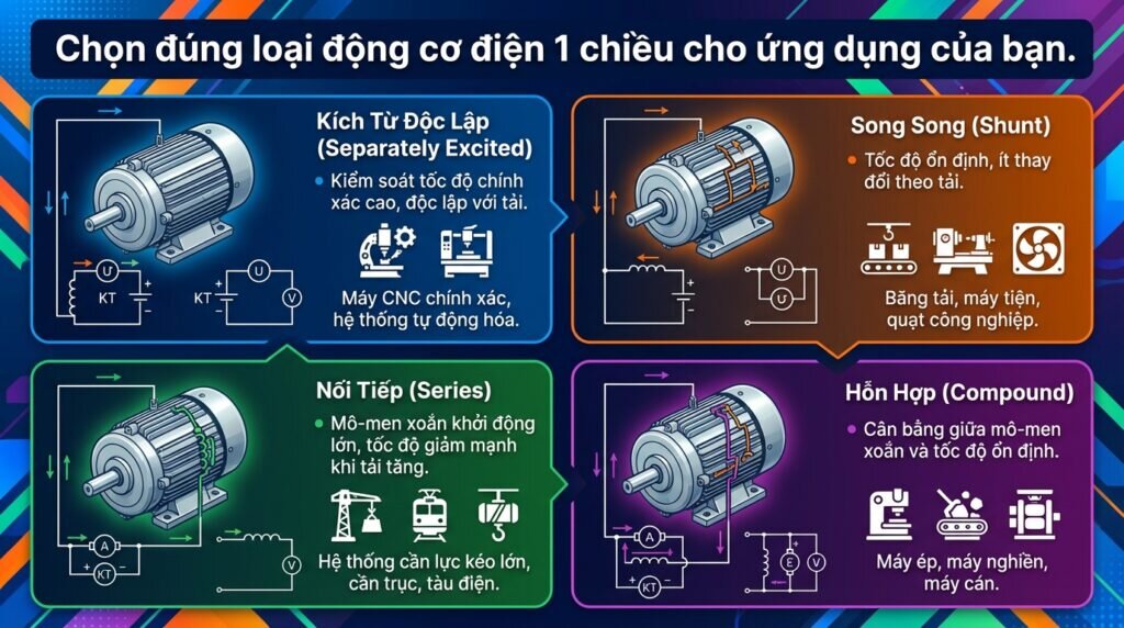 Chọn đúng loại động cơ điện 1 chiều cho ứng dụng của bạn.