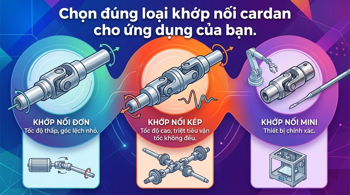 Chọn đúng loại khớp nối cardan cho ứng dụng của bạn.