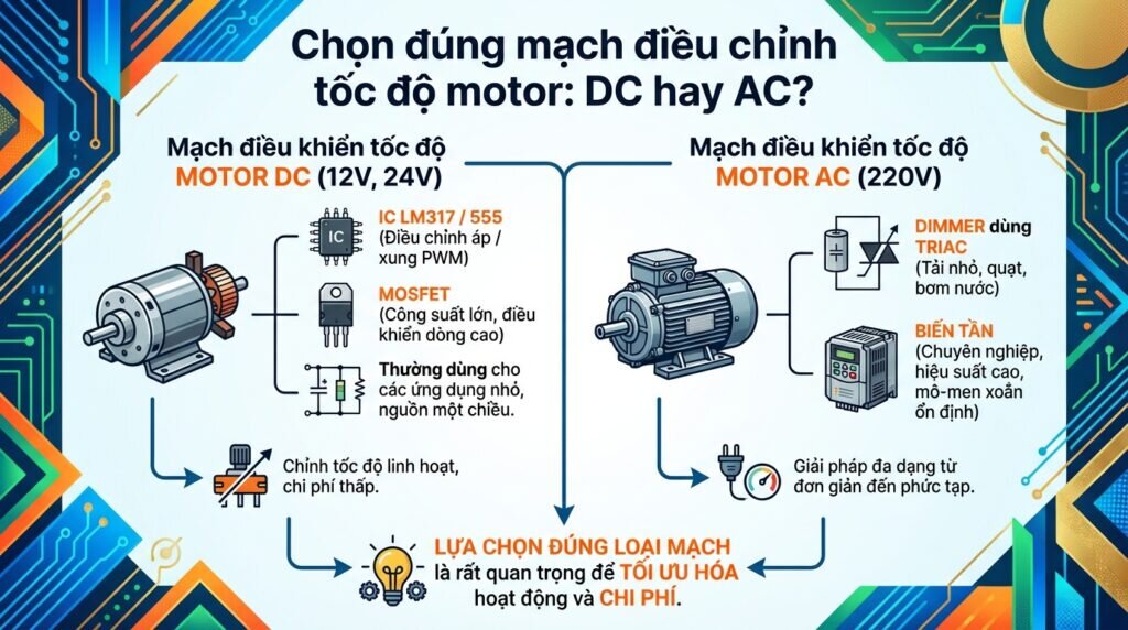 Chọn đúng mạch điều chỉnh tốc độ motor: DC hay AC?