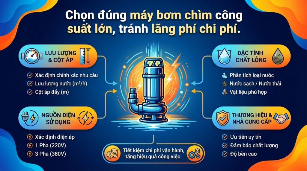 Chọn đúng máy bơm chìm công suất lớn, tránh lãng phí chi phí.