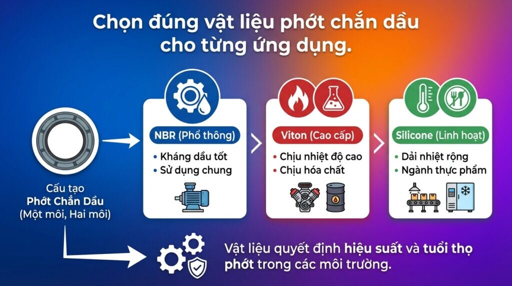 Chọn đúng vật liệu phớt chắn dầu cho từng ứng dụng.