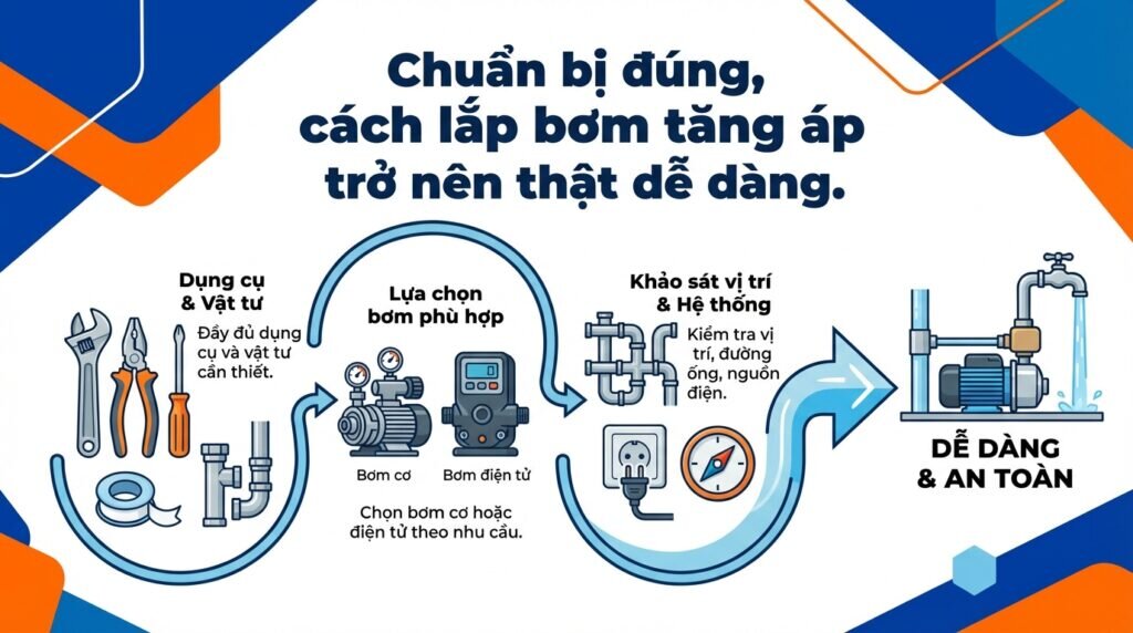Chuẩn bị đúng, cách lắp bơm tăng áp trở nên thật dễ dàng.