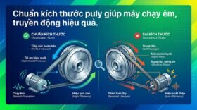 Chuẩn kích thước puly giúp máy chạy êm, truyền động hiệu quả.
