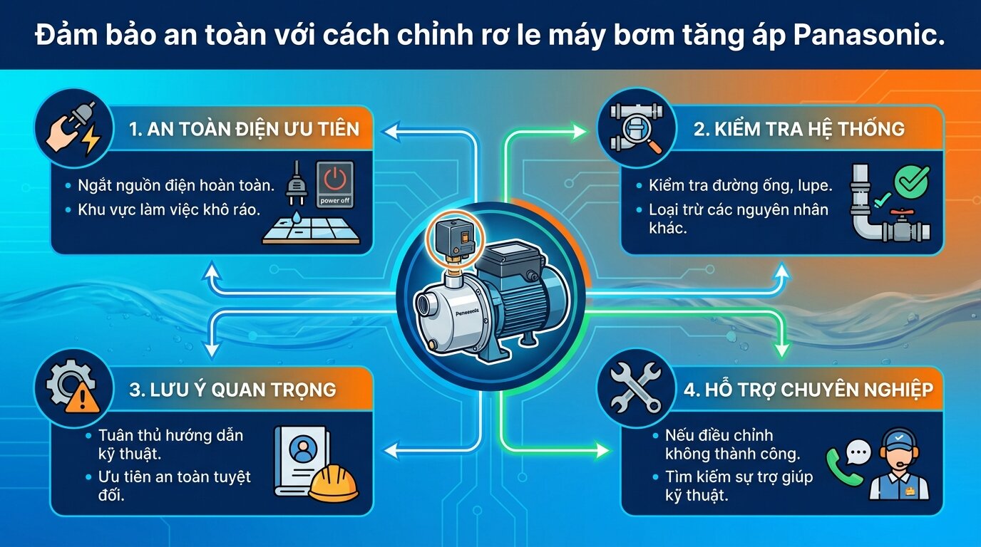 Đảm bảo an toàn với cách chỉnh rơ le máy bơm tăng áp Panasonic.