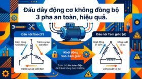 Đấu dây động cơ không đồng bộ 3 pha an toàn, hiệu quả.
