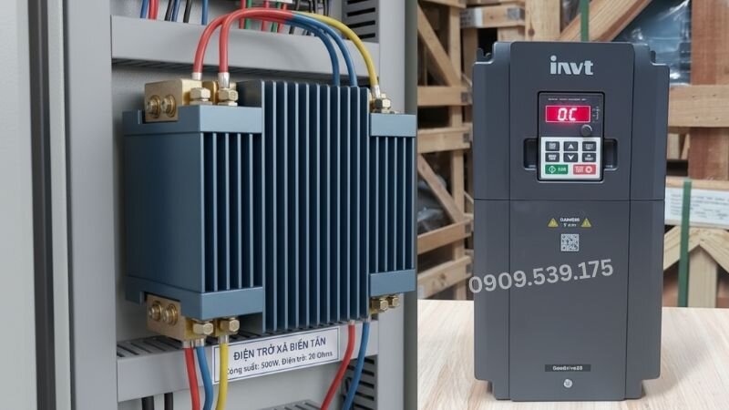 Điện trở xả biến tần giúp tiêu tán năng lượng dư khi động cơ hãm, bảo vệ hệ thống và tránh lỗi quá áp.