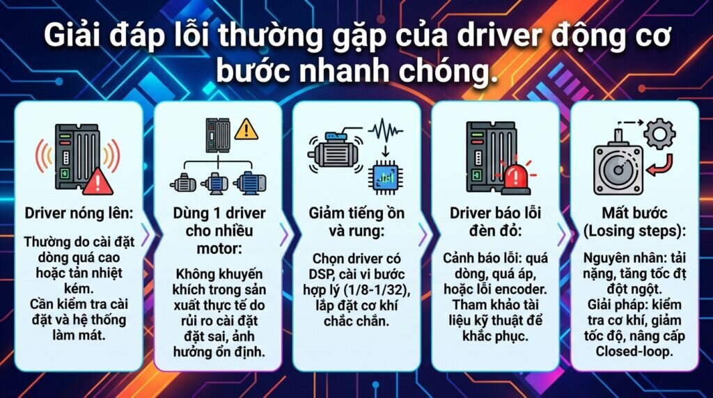 Giải đáp lỗi thường gặp của driver động cơ bước nhanh chóng.