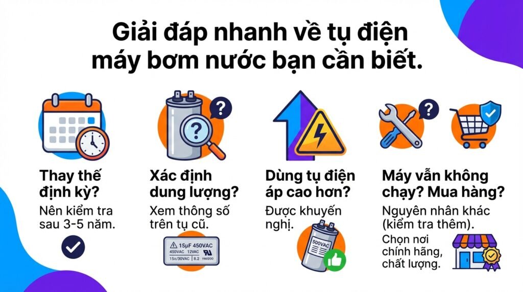 Giải đáp nhanh về tụ điện máy bơm nước bạn cần biết.