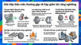 Giải đáp thắc mắc thường gặp về hộp giảm tốc răng nghiêng.