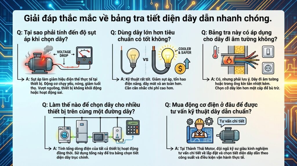 Giải đáp thắc mắc về bảng tra tiết diện dây dẫn nhanh chóng.