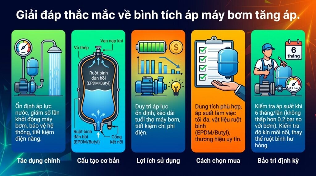Giải đáp thắc mắc về bình tích áp máy bơm tăng áp.