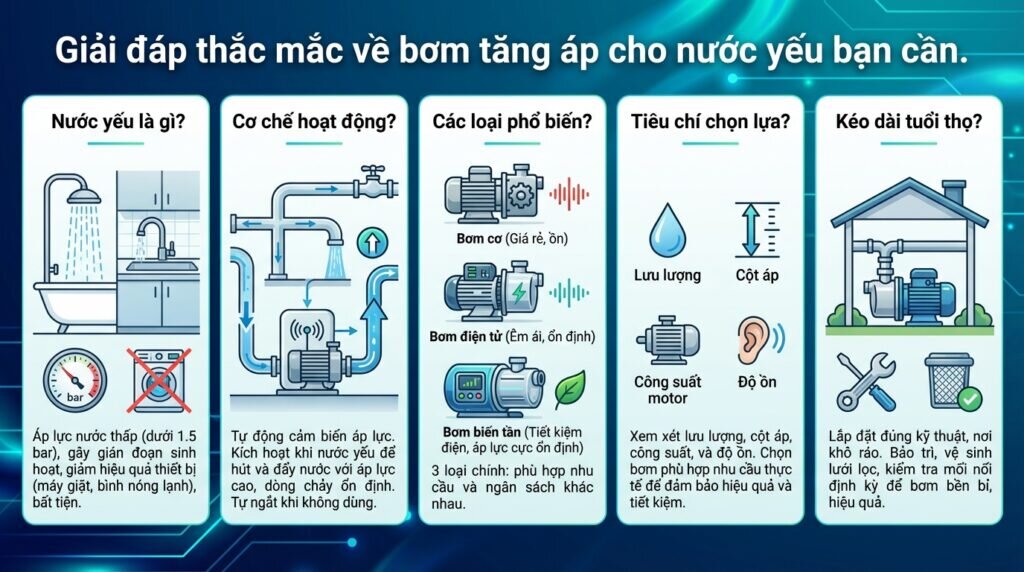 Giải đáp thắc mắc về bơm tăng áp cho nước yếu bạn cần.