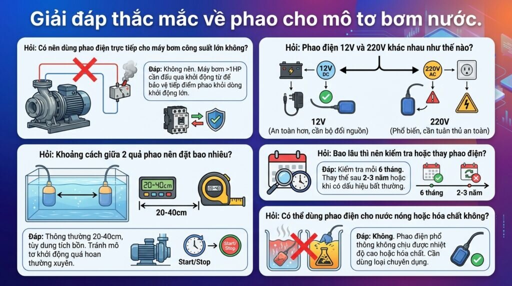 Giải đáp thắc mắc về phao cho mô tơ bơm nước.