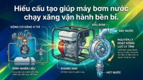 Hiểu cấu tạo giúp máy bơm nước chạy xăng vận hành bền bỉ.