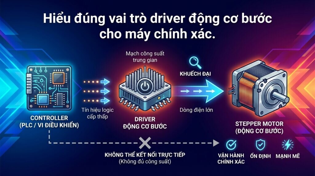 Hiểu đúng vai trò driver động cơ bước cho máy chính xác.