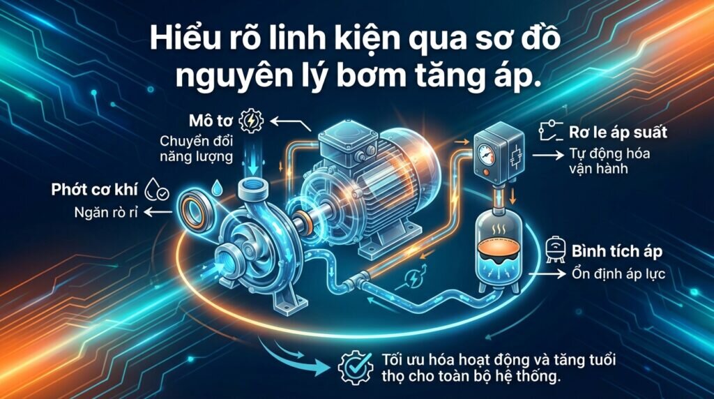 Hiểu rõ linh kiện qua sơ đồ nguyên lý bơm tăng áp.