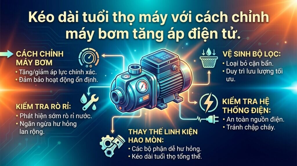 Kéo dài tuổi thọ máy với cách chỉnh máy bơm tăng áp điện tử.
