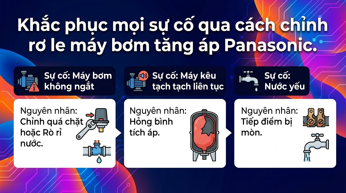 Khắc phục mọi sự cố qua cách chỉnh rơ le máy bơm tăng áp Panasonic.