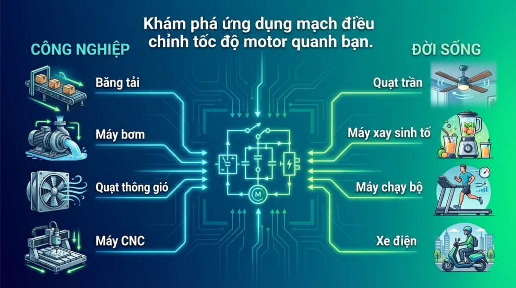 Khám phá ứng dụng mạch điều chỉnh tốc độ motor quanh bạn.
