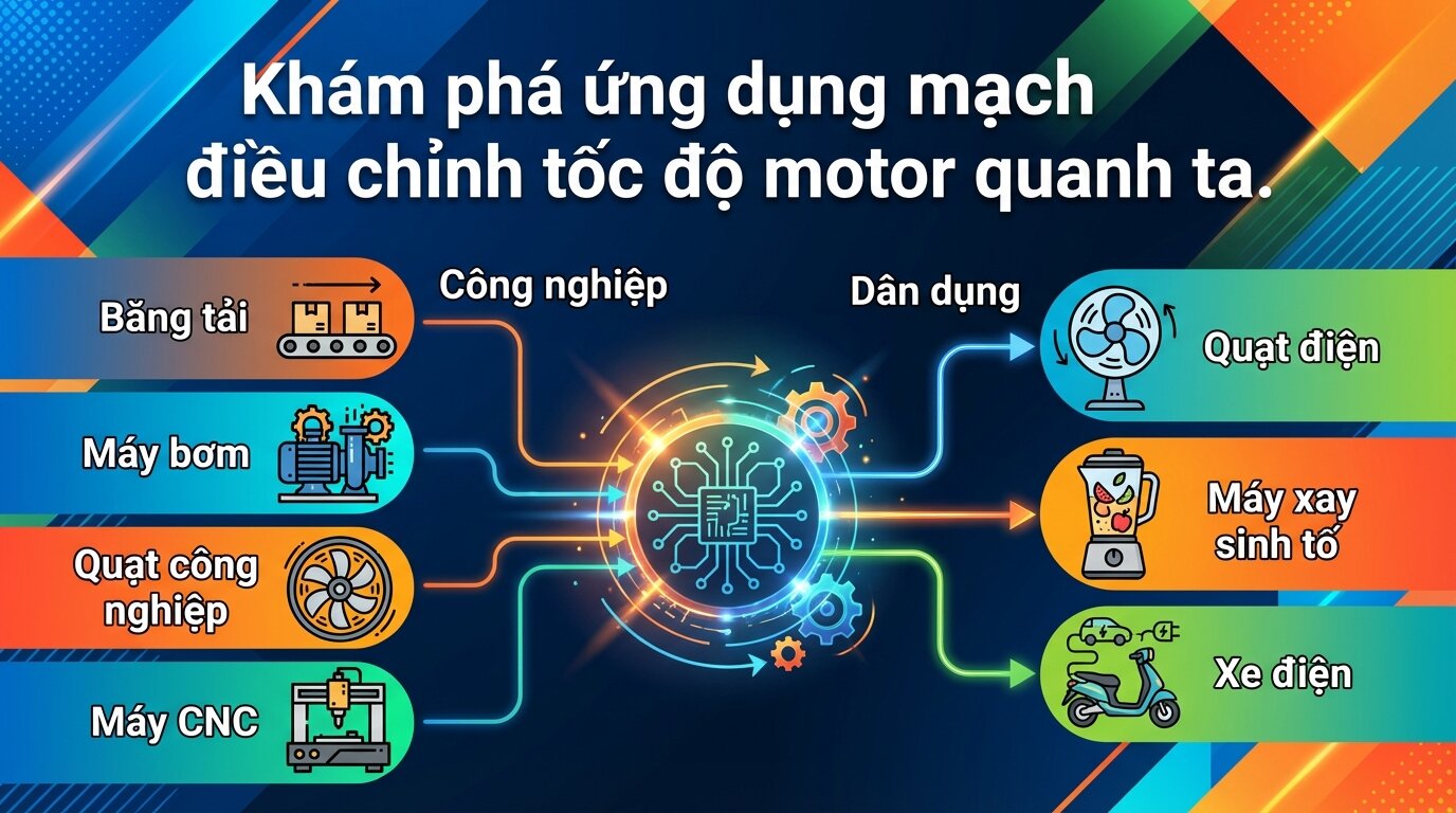 Khám phá ứng dụng mạch điều chỉnh tốc độ motor quanh ta.