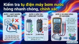 Kiểm tra tụ điện máy bơm nước hỏng nhanh chóng, chính xác.