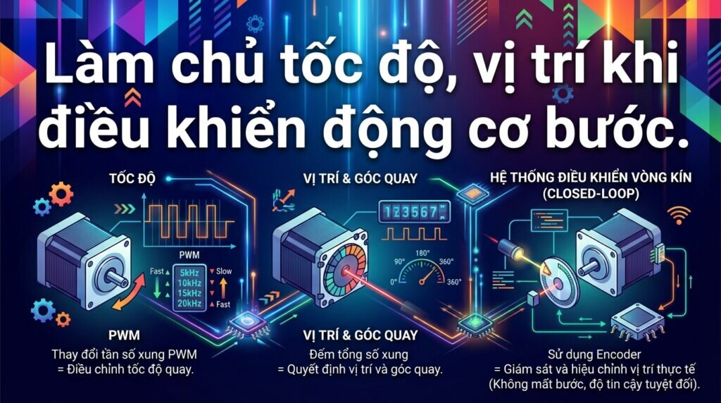 Làm chủ tốc độ, vị trí khi điều khiển động cơ bước.