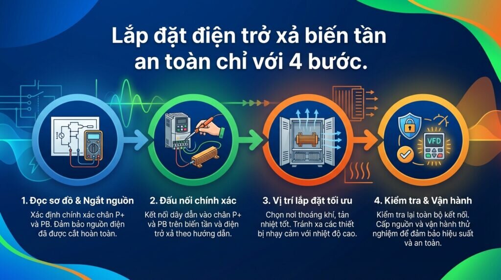 Lắp đặt điện trở xả biến tần an toàn chỉ với 4 bước.