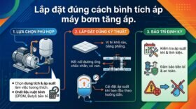 Lắp đặt đúng cách bình tích áp máy bơm tăng áp.