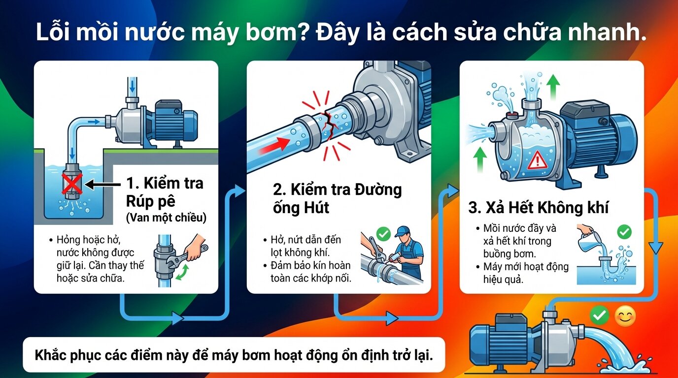 Lỗi mồi nước máy bơm? Đây là cách sửa chữa nhanh.