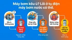Máy bơm kêu ù? Lỗi ở tụ điện máy bơm nước có thể.