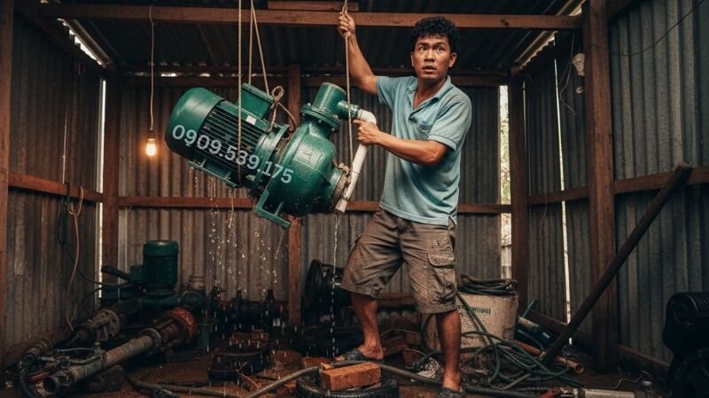Máy bơm nước kêu to có thể xuất phát từ việc đặt sai vị trí, khiến thiết bị rung lắc mạnh và phát ra tiếng ồn lớn khi vận hành.