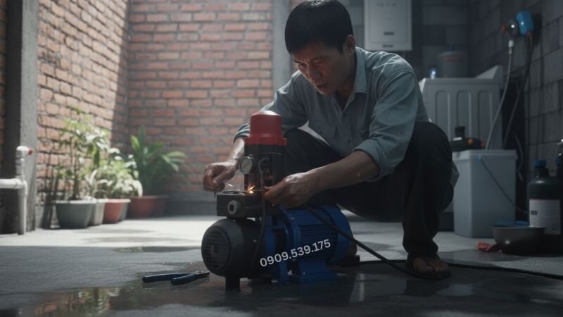 Máy bơm tăng áp bị hở điện dẫn đến nguyên nhân máy bơm tăng áp chạy ngắt liên tục.