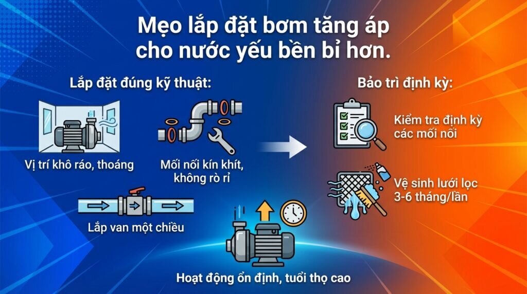 Mẹo lắp đặt bơm tăng áp cho nước yếu bền bỉ hơn.