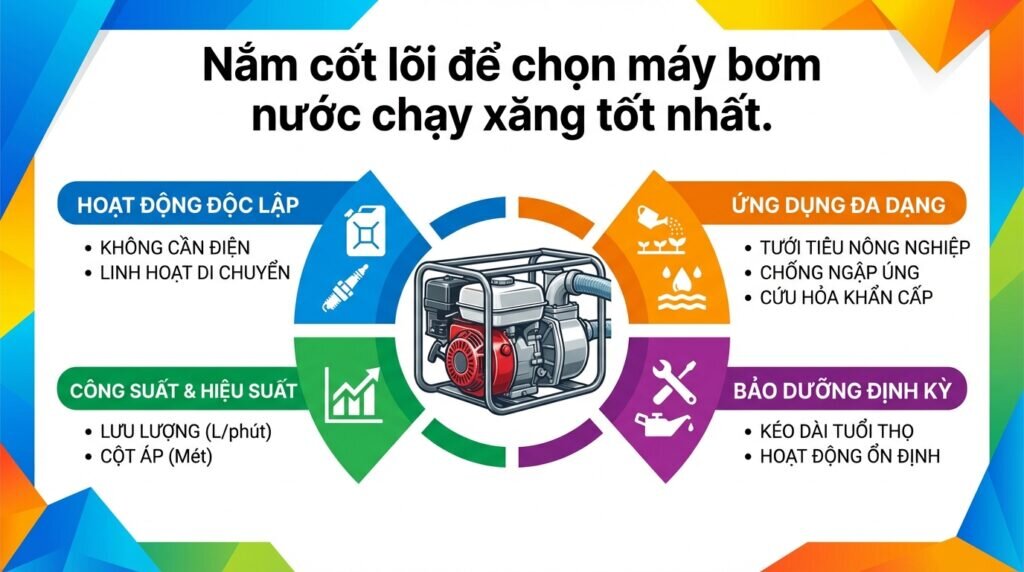 Nắm cốt lõi để chọn máy bơm nước chạy xăng tốt nhất.