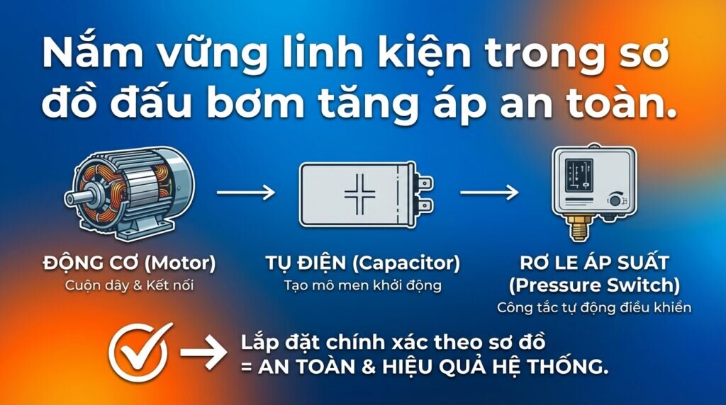 Nắm vững linh kiện trong sơ đồ đấu bơm tăng áp an toàn.