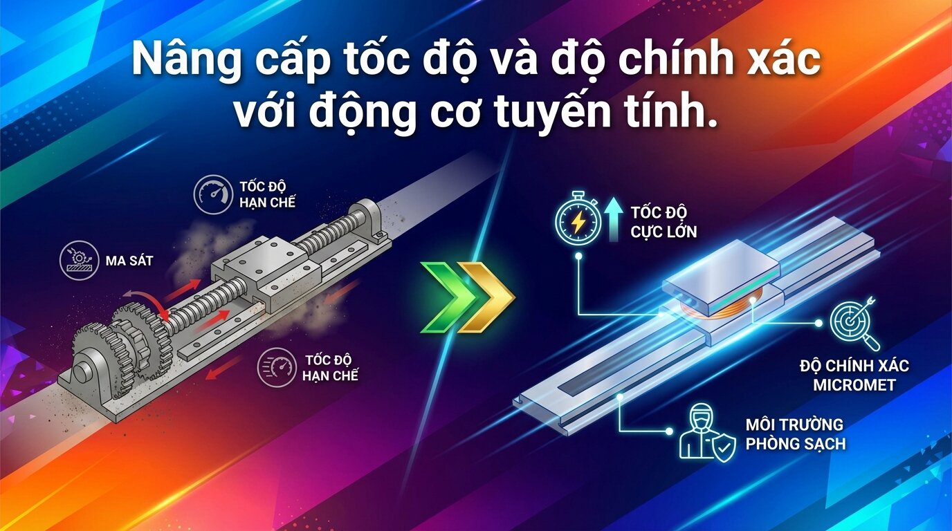 Nâng cấp tốc độ và độ chính xác với động cơ tuyến tính.