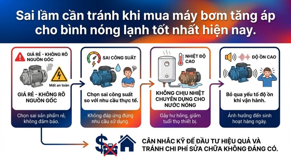 Sai lầm cần tránh khi mua máy bơm tăng áp cho bình nóng lạnh tốt nhất hiện nay.