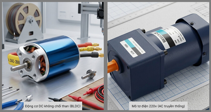 Các đặc điểm giữa động cơ DC không chổi than và mô tơ điện 220v đáng chú ý để phân biệt khi lựa chọn thiết bị